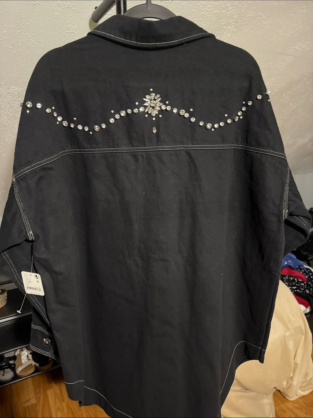 Free People Black Embellished Button-Up Jacket - Picture 2 of 3